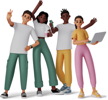 Group of people waving